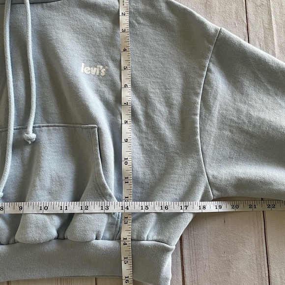 Levi's Laundry Day Cropped Hoodie Sweater Women’s XS Blue Relaxed Fit Skater - Picture 10 of 11